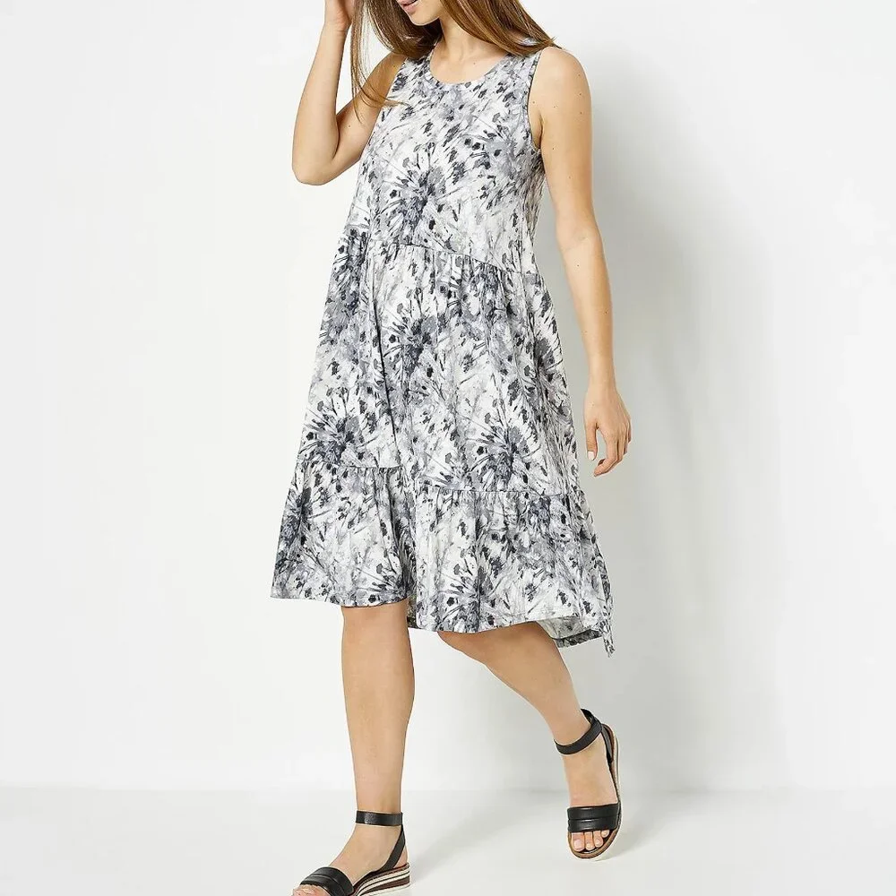 LOGO by Lori Goldstein Sleeveless Tiered Dress 14663 - Picture 1 of 2